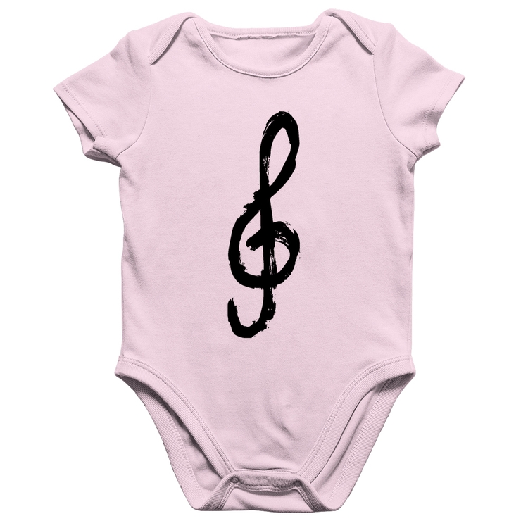 Body Bebê Algodão Clave De Sol Arte - Rosa Bebê