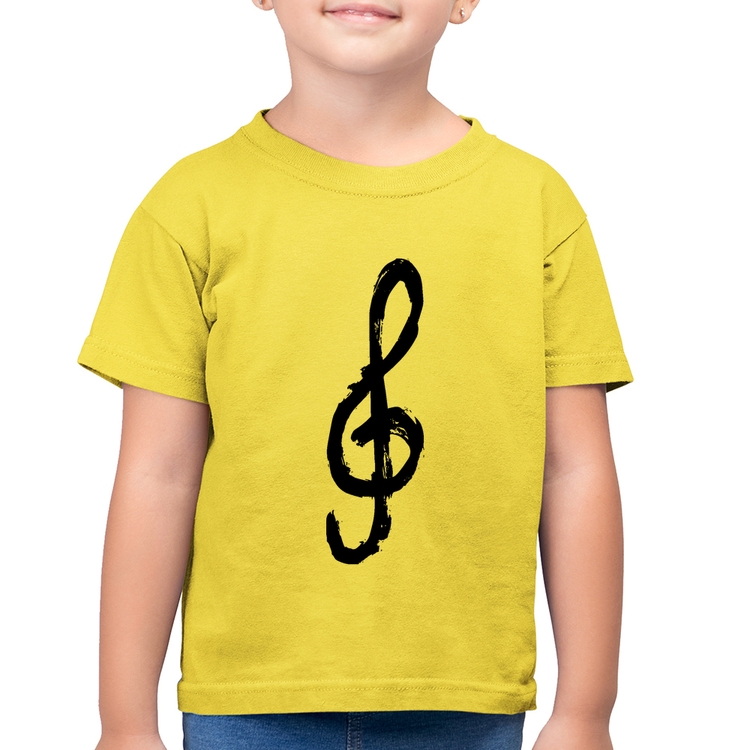 Camiseta Algodão Infantil Clave De Sol Arte - Amarelo Canário