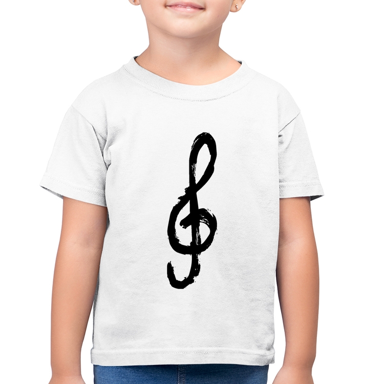 Camiseta Algodão Infantil Clave De Sol Arte - Branca