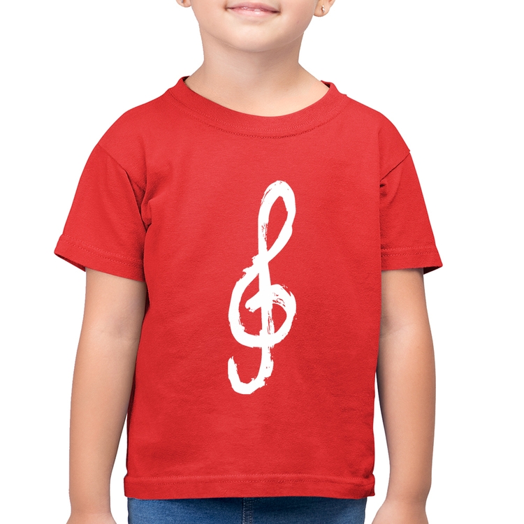 Camiseta Algodão Infantil Clave De Sol Arte - Vermelha