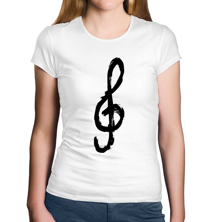 Baby Look Algodão Clave De Sol Arte - Branca