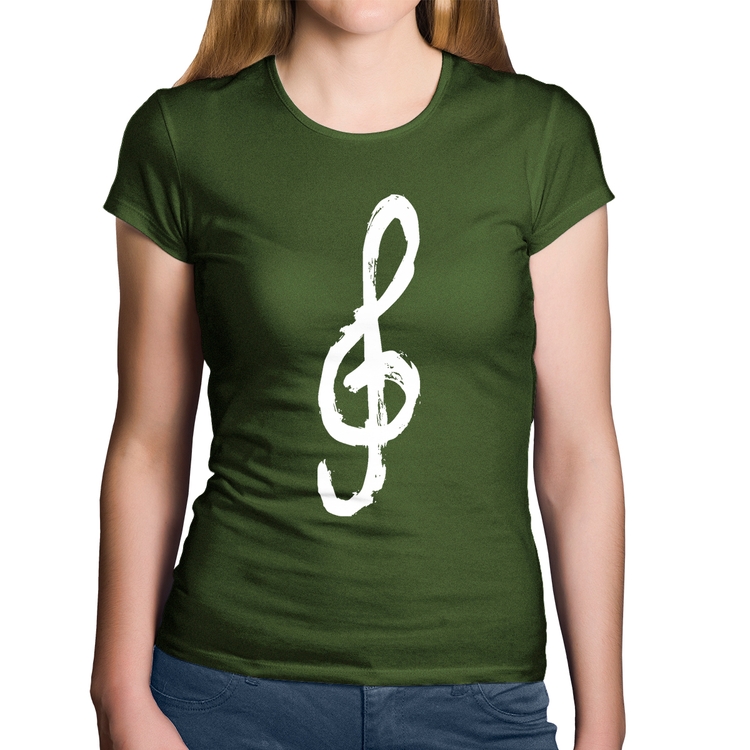 Baby Look Algodão Clave De Sol Arte - Musgo