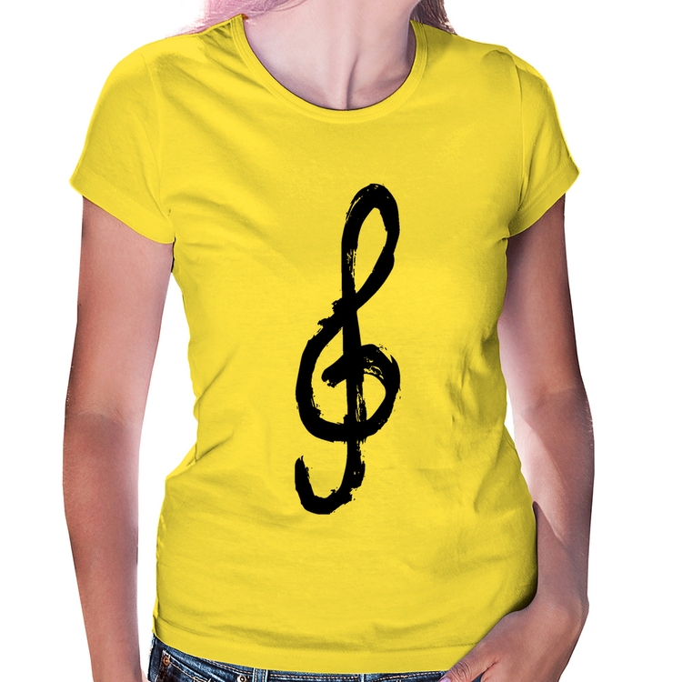 Baby Look Clave De Sol Arte - Amarela