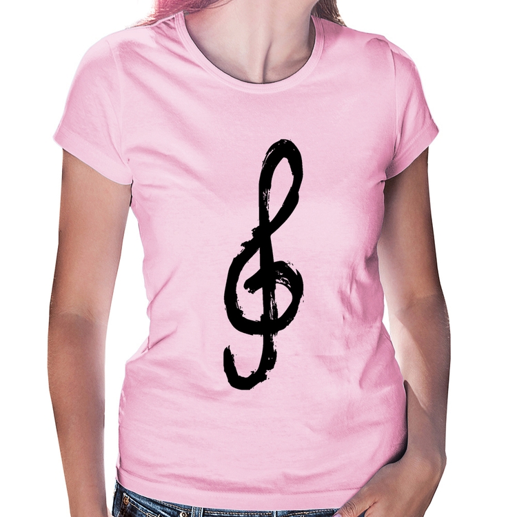 Baby Look Clave De Sol Arte - Rosa Bebê