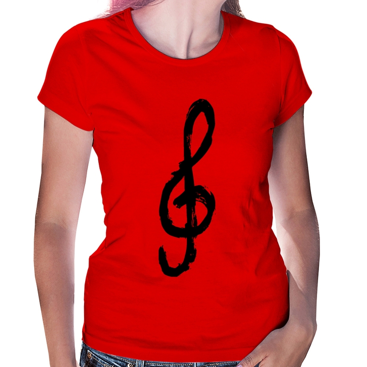 Baby Look Clave De Sol Arte - Vermelha