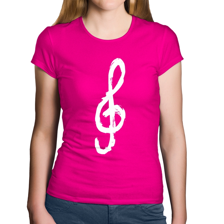 Baby Look Algodão Clave De Sol Arte - Rosa