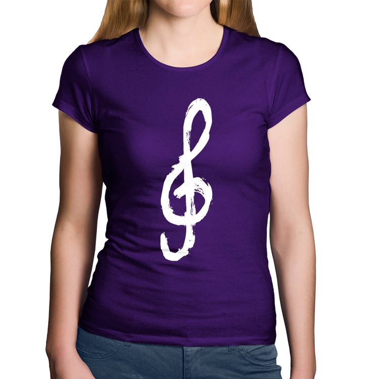 Baby Look Algodão Clave De Sol Arte - Roxa