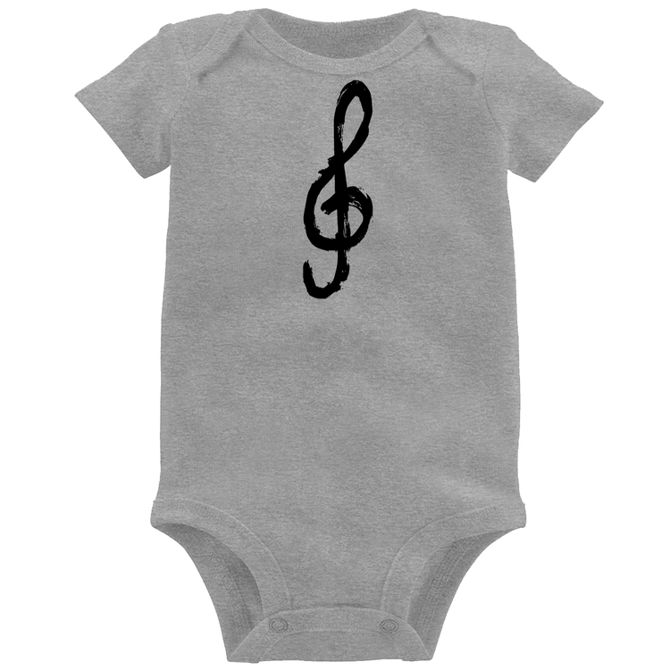 Body Bebê Clave De Sol Arte - Cinza