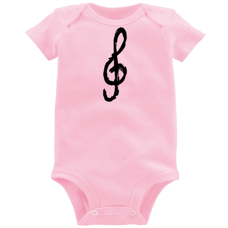 Body Bebê Clave De Sol Arte - Rosa Bebê