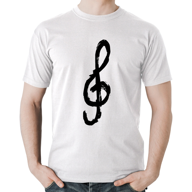 Camiseta Algodão Clave De Sol Arte - Branca