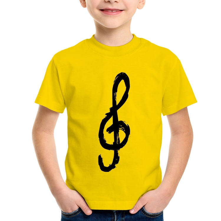 Camiseta Infantil Clave De Sol Arte - Amarela