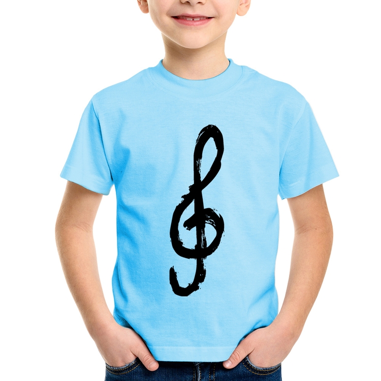 Camiseta Infantil Clave De Sol Arte - Azul Bebê