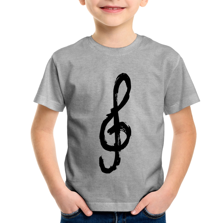 Camiseta Infantil Clave De Sol Arte - Cinza