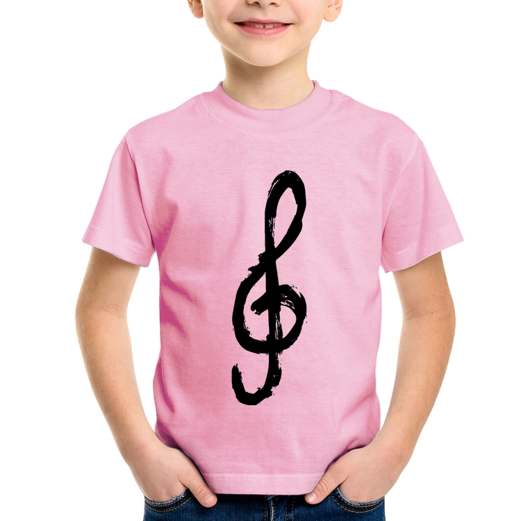 Camiseta Infantil Clave De Sol Arte - Rosa Bebê