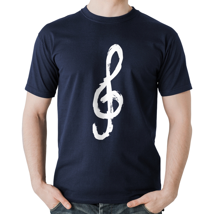 Camiseta Algodão Clave De Sol Arte - Marinho