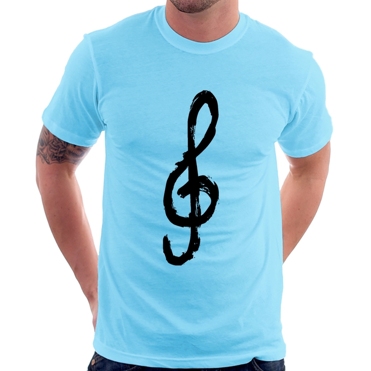 Camiseta Clave De Sol Arte - Azul Bebê