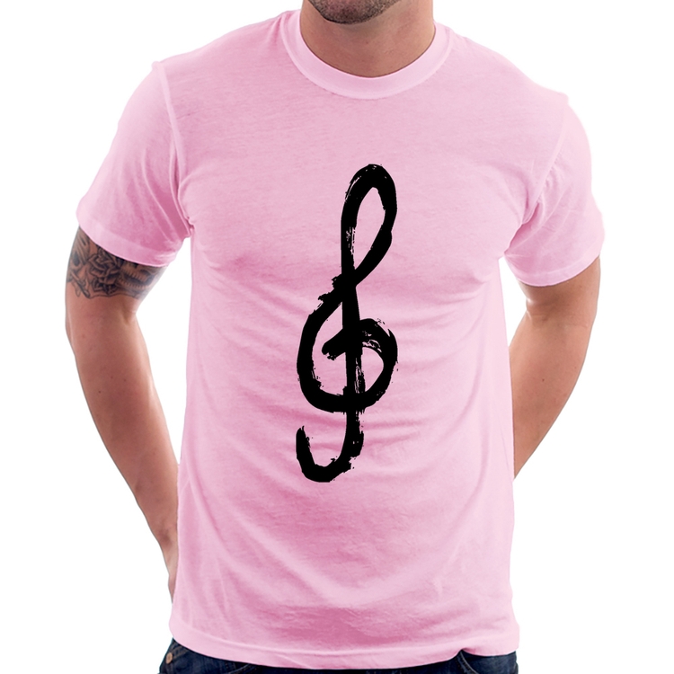 Camiseta Clave De Sol Arte - Rosa Bebê