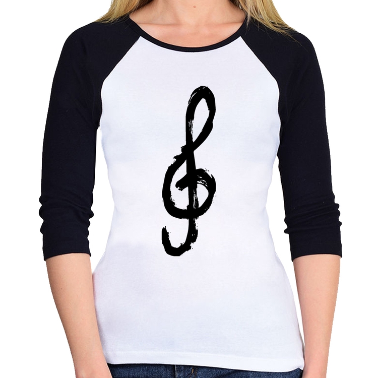 Baby Look Raglan Clave De Sol Arte Manga 3/4