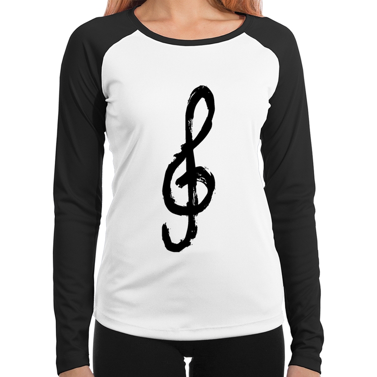 Baby Look Raglan Clave De Sol Arte Manga Longa