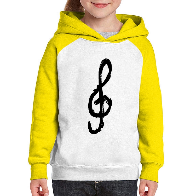 Moletom Infantil Clave De Sol Arte - Branco/Amarelo