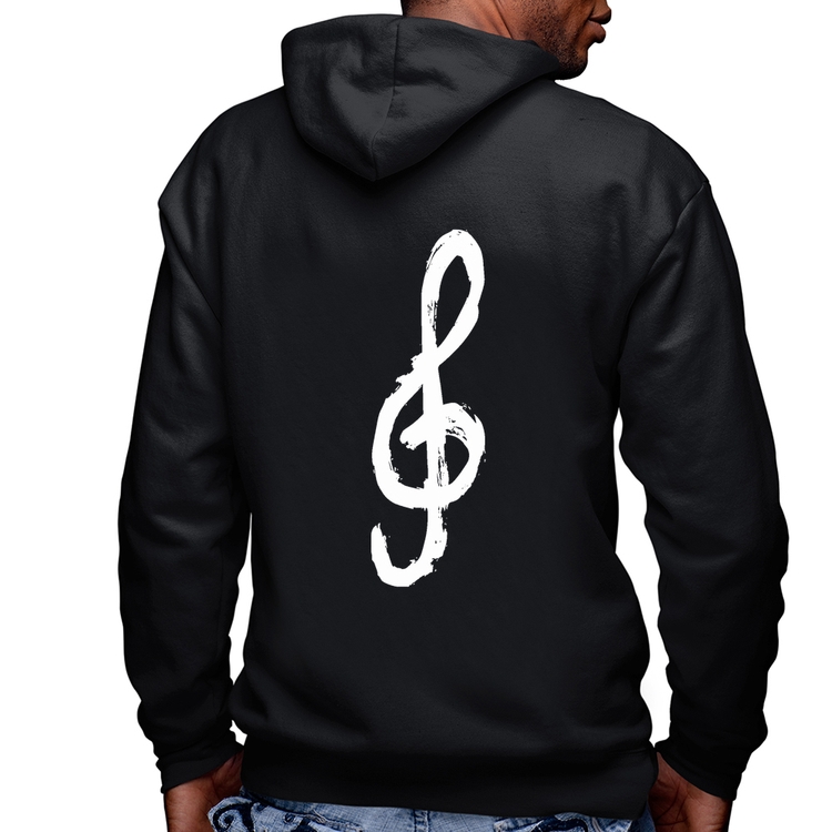 Blusa Moletom Clave De Sol Arte Masculina com Capuz e Zíper