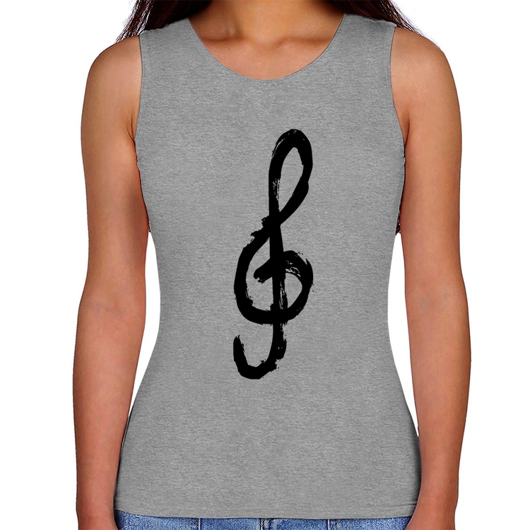 Regata Feminina Clave De Sol Arte - Cinza