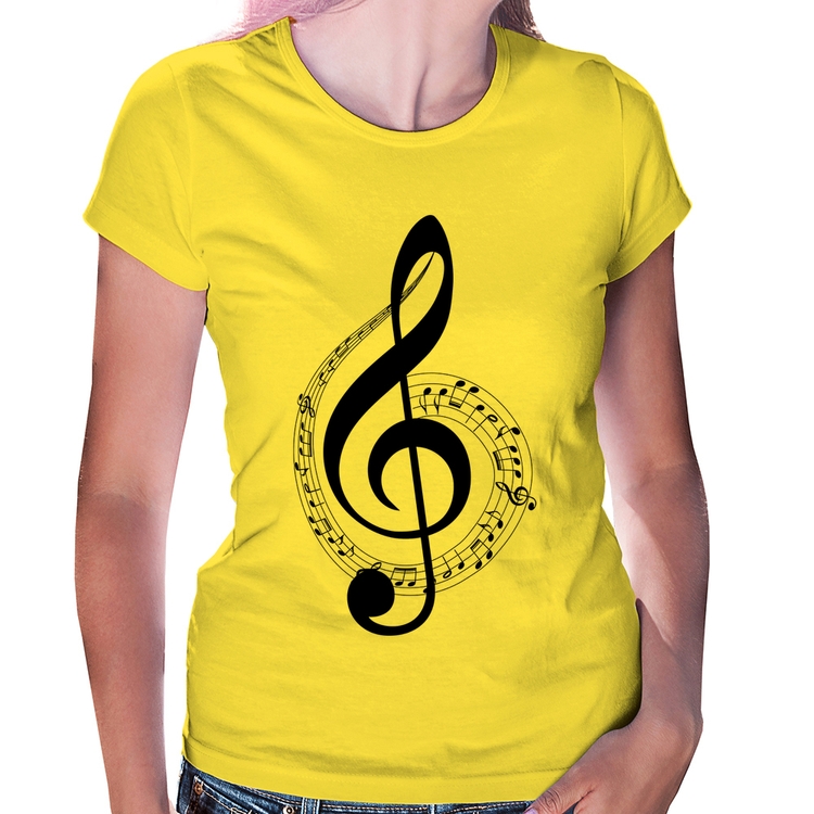 Baby Look Clave de Sol - Amarela