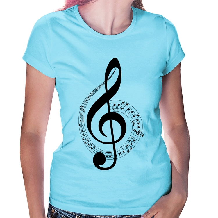 Baby Look Clave de Sol - Azul Bebê