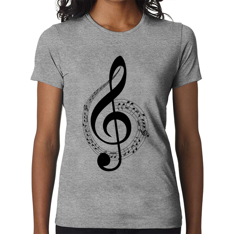 Baby Look Clave de Sol - Cinza