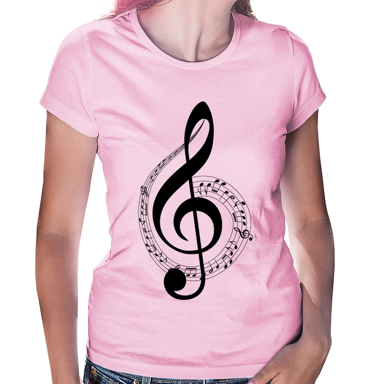 Baby Look Clave de Sol - Rosa Bebê