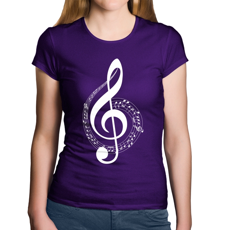 Baby Look Algodão Clave de Sol - Roxa