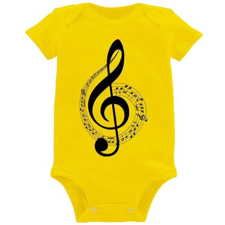 Body Bebê Clave de Sol - Amarelo