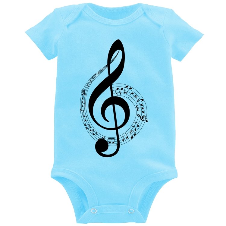 Body Bebê Clave de Sol - Azul Bebê