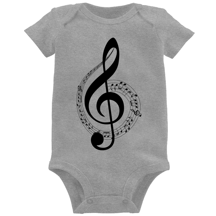 Body Bebê Clave de Sol - Cinza