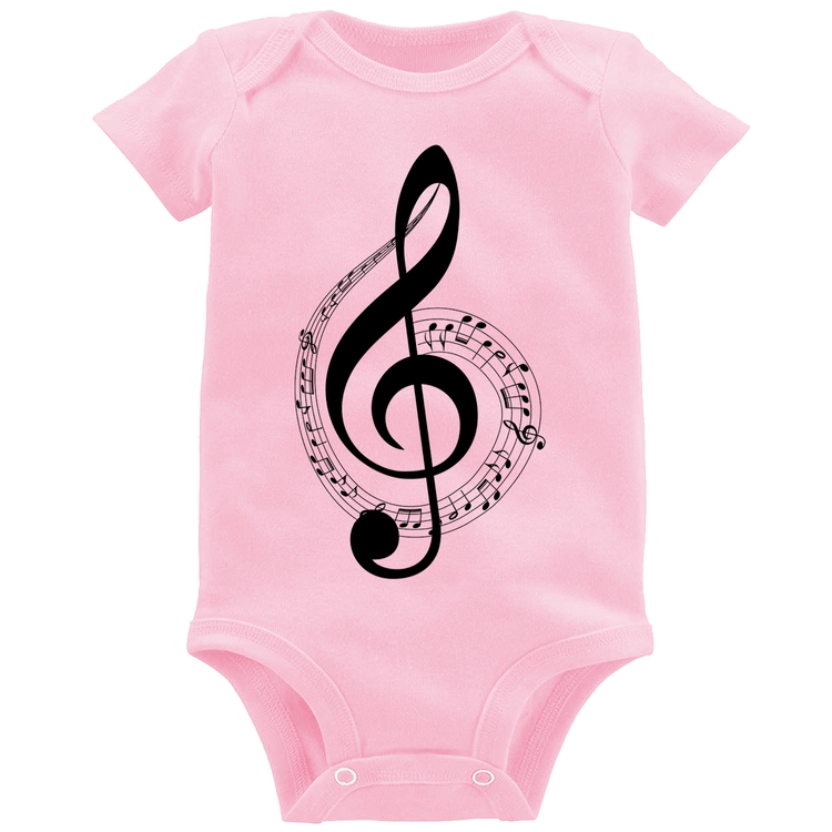 Body Bebê Clave de Sol - Rosa Bebê