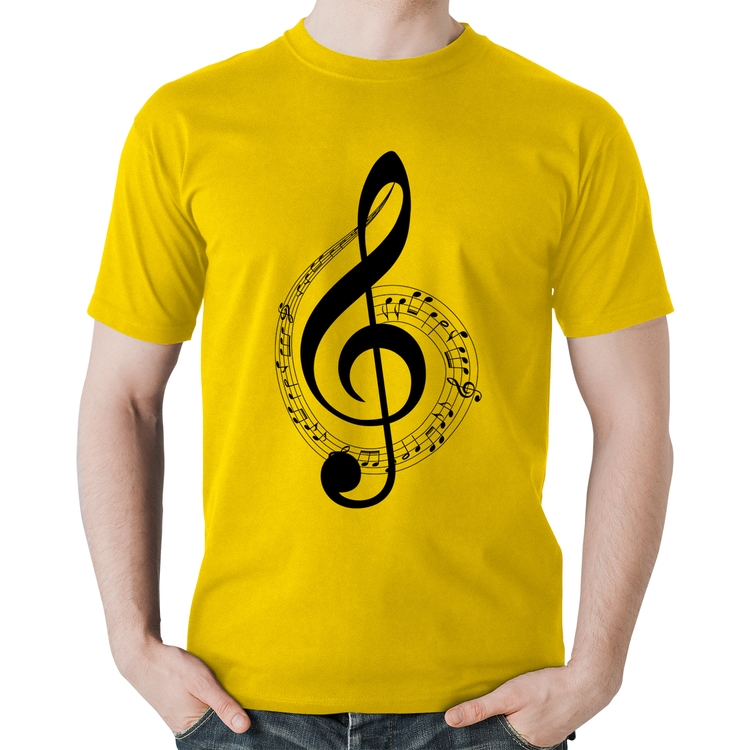 Camiseta Algodão Clave de Sol - Amarela