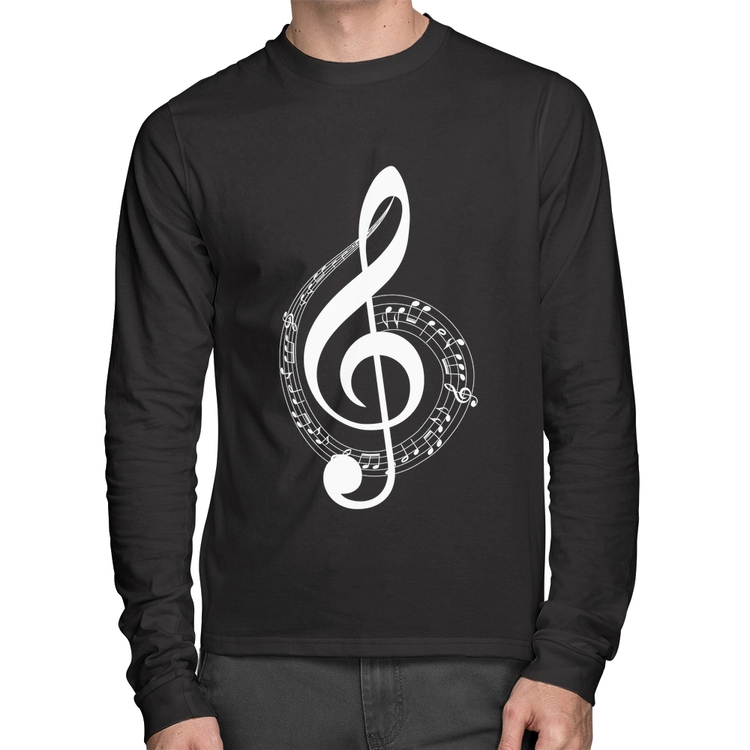 Camiseta Algodão Clave de Sol Manga Longa