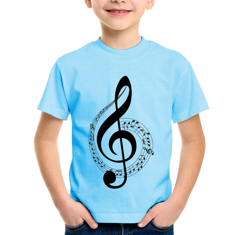 Camiseta Infantil Clave de Sol - Azul Bebê