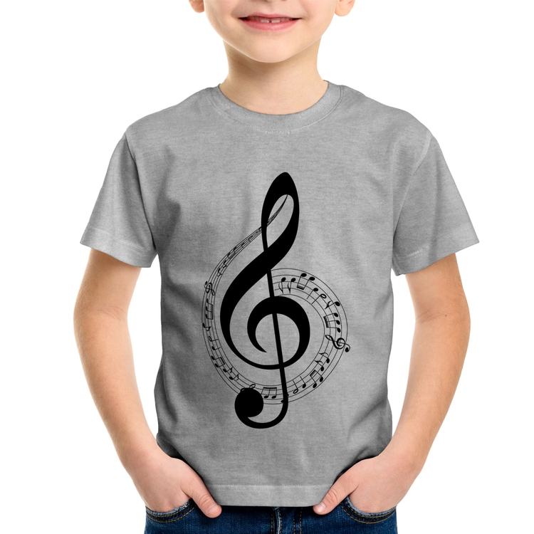 Camiseta Infantil Clave de Sol - Cinza