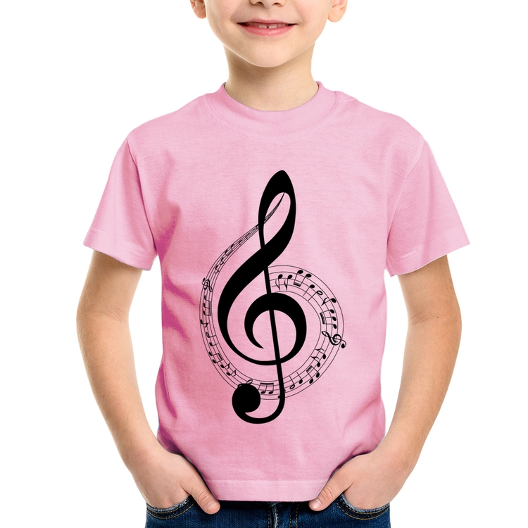 Camiseta Infantil Clave de Sol - Rosa Bebê