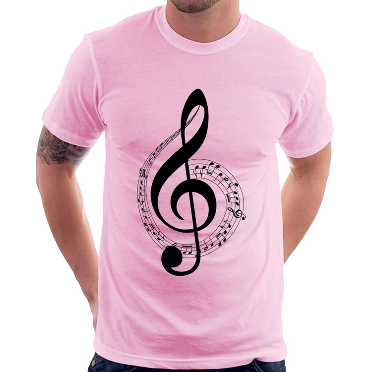 Camiseta Clave de Sol - Rosa Bebê