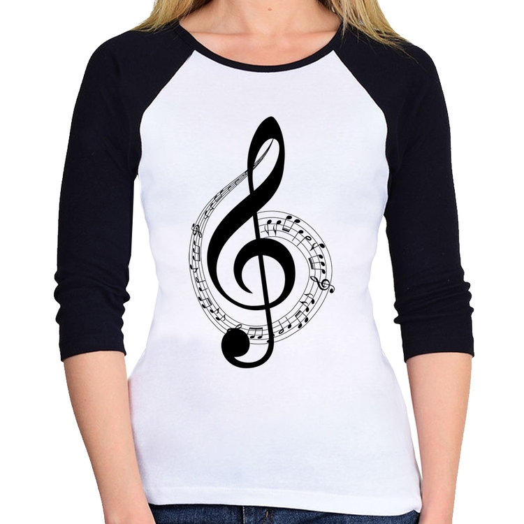 Baby Look Raglan Clave de Sol Manga 3/4