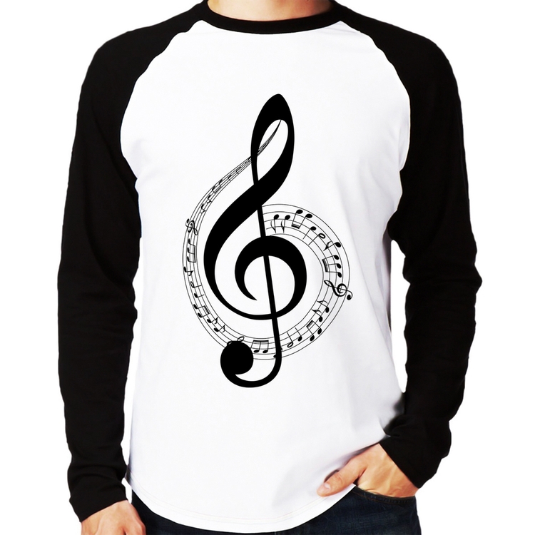 Camiseta Raglan Clave de Sol Manga Longa