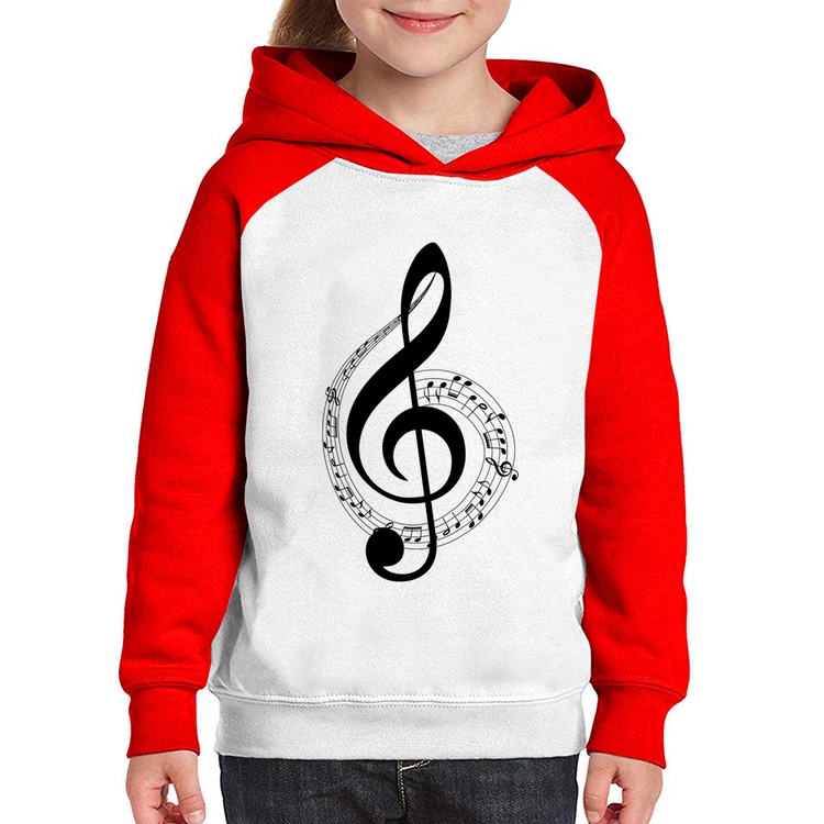 Moletom Infantil Clave de Sol - Branco/Vermelho