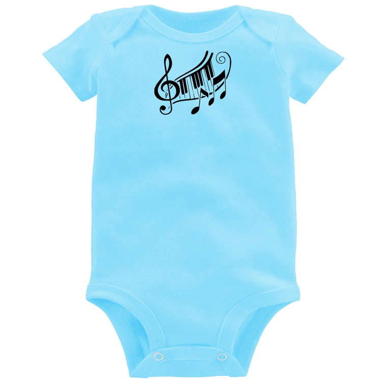Body Bebê Clave De Sol Teclas - Azul Bebê