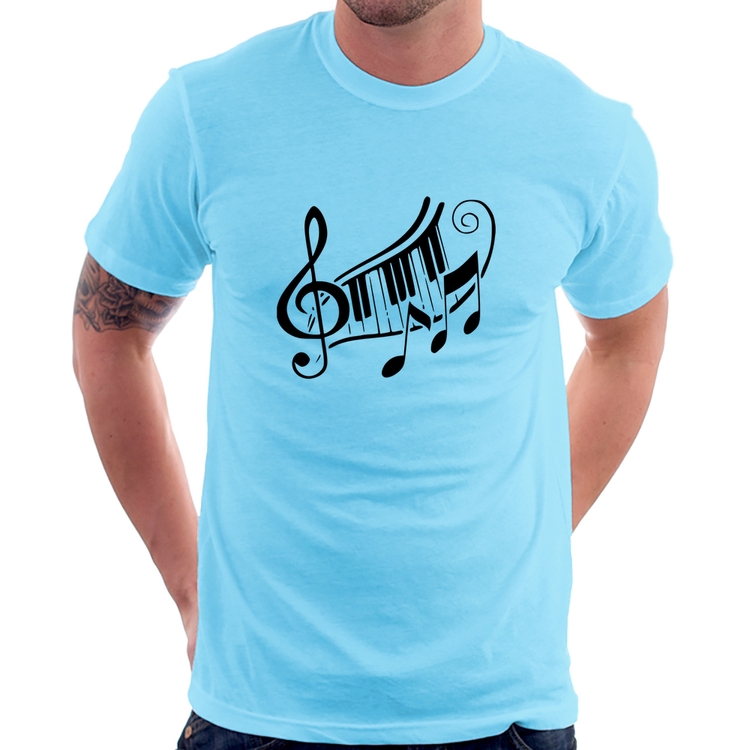 Camiseta Clave De Sol Teclas - Azul Bebê