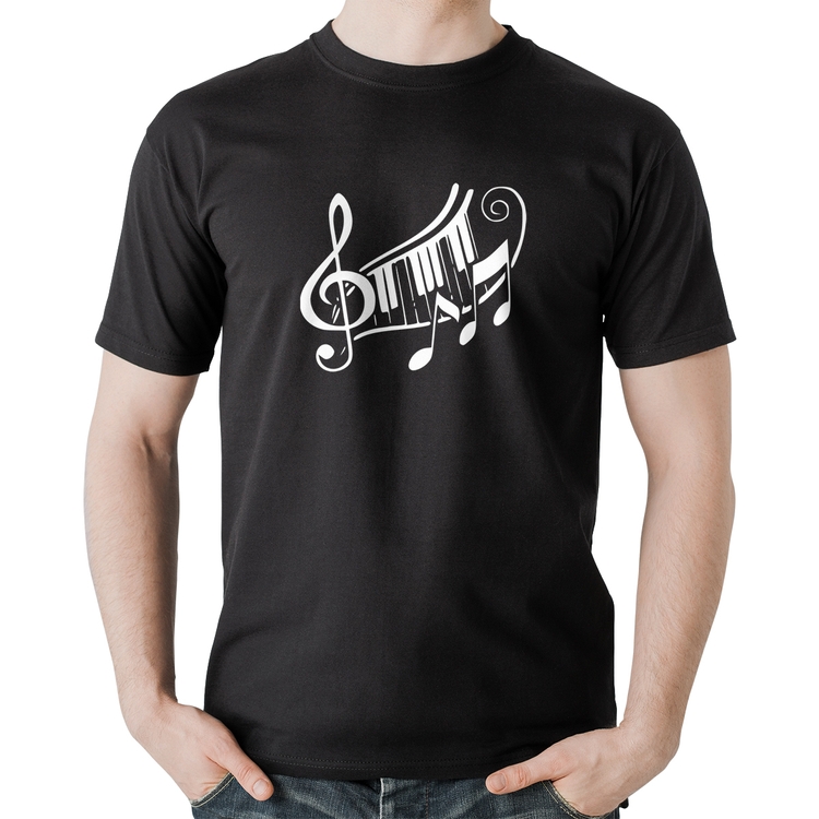 Camiseta Algodão Clave De Sol Teclas