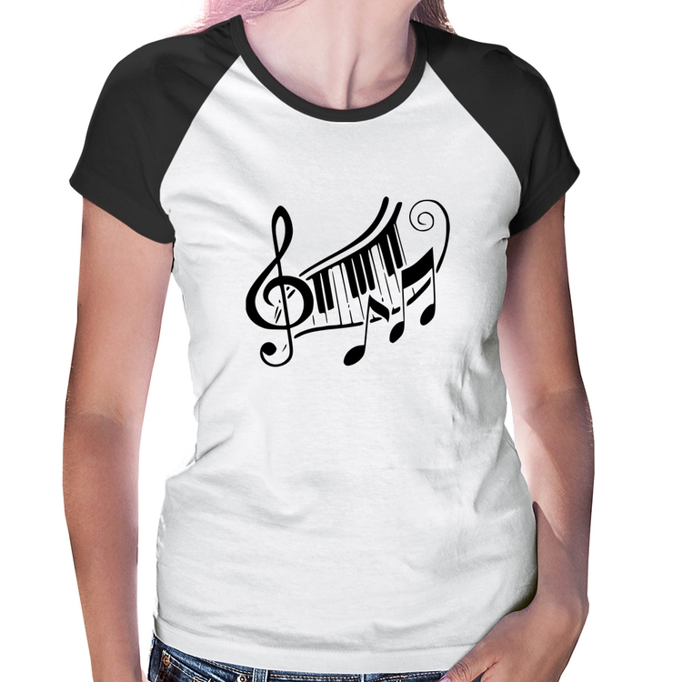 Baby Look Raglan Clave De Sol Teclas