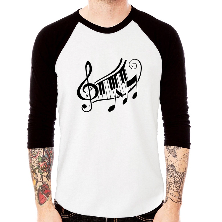 Camiseta Raglan Clave De Sol Teclas Manga 3/4