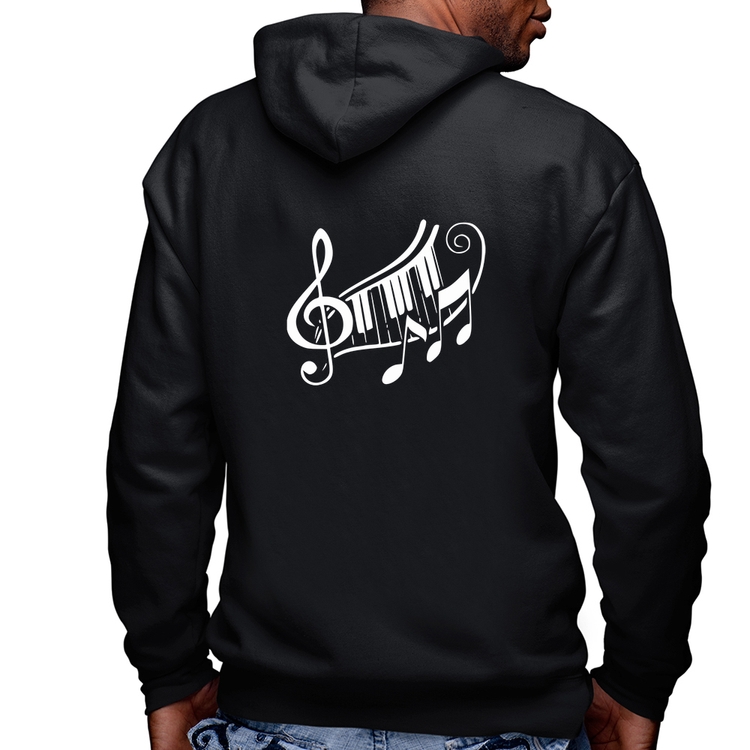 Blusa Moletom Clave De Sol Teclas Masculina com Capuz e Zíper